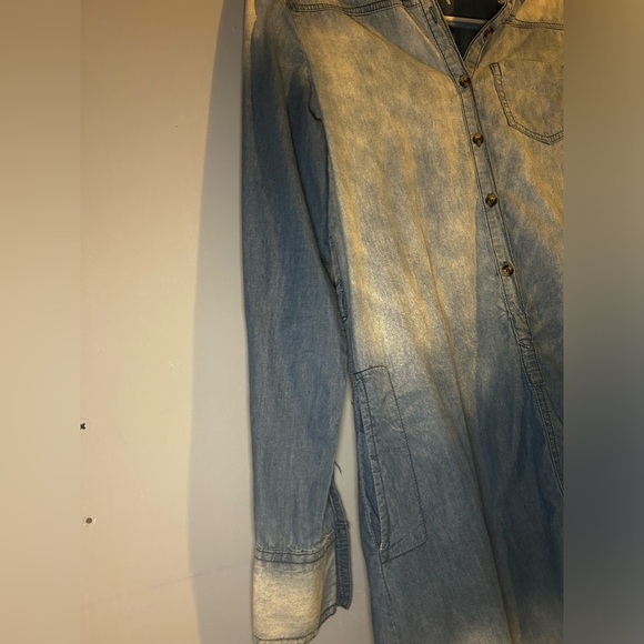 Yahada USA Dress Womens Medium Chambray collared with button up sleeves - Picture 3 of 5